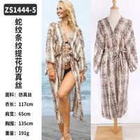 White Dot Black Chiffon Loose Long Cardigan Beach Sunscreen Jacket Bikini Blouse Swimsuit Wholesale Nihaojewelry sku image 5