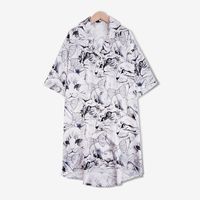 Pajamas Summer Silk Thin Section Mid-sleeved Cute Cat Shirt Skirt Outwear Wholesale Nihaojewelry sku image 1