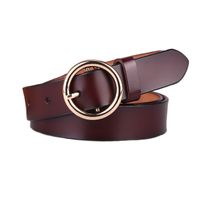 New Women's Belt Pure Leather Round Pin Buckle Belt Fashion Retro Leather Belt Ladies Belt Wholesale Nihaojewelry main image 3
