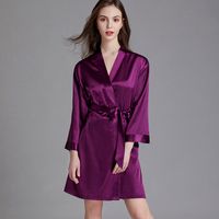 Cross-border Pajamas Women's Spring And Summer Silk Ice Silk Robe Foreigners Plus Size Bathrobe Morning Gowns Ladies Summer Loungewear main image 5