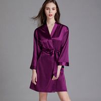 Pijama Transfronterizo Para Mujer Primavera Y Verano Seda Hielo Seda Bata De Baño Talla Grande Para Extranjeros Vestidos De Mañana Para Mujer Ropa De Verano main image 5