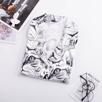 Pajamas Summer Silk Thin Section Mid-sleeved Cute Cat Shirt Skirt Outwear Wholesale Nihaojewelry main image 1