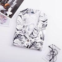 Pajamas Summer Silk Thin Section Mid-sleeved Cute Cat Shirt Skirt Outwear Wholesale Nihaojewelry main image 2