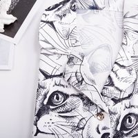 Pajamas Summer Silk Thin Section Mid-sleeved Cute Cat Shirt Skirt Outwear Wholesale Nihaojewelry main image 5