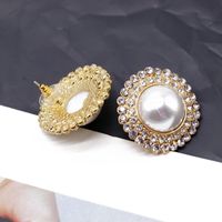 White Pearl Gemstone Diamond 925 Silver Stud Earrings Nhom151369 sku image 3