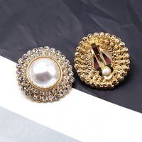 White Pearl Gemstone Diamond 925 Silver Stud Earrings Nhom151369 sku image 4