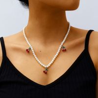 Europäischer Und Amerikanischer Kreativer Schmuck Mode Einfache Perlen Halskette Kleine Kirsch Anhänger Ein Schicht Ige Halskette main image 3