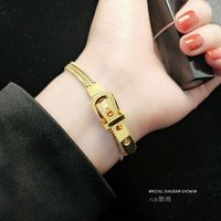 Titanium Steel Watch Style Chain Bracelet With Three Layers Of Real Gold Plating Braclets Wholesale Nihaojewelry main image 4