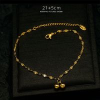 Sexy Fish Mouth Two Steel Ball Cute Anklet Titanium Steel Plated 18k Real Gold Non-allergenic Anklets Wholesale Nihaojewelry main image 4