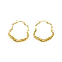 Flower Spring Wire Earrings Titanium Steel 18k Real Gold Plating Hoop Earrings main image 6
