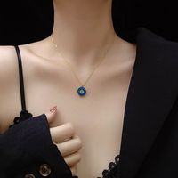 Sky Blue Eight-stars Diamond Necklace Titanium Steel Plated 18k Real Gold Wholesale Nihaojewelry main image 1