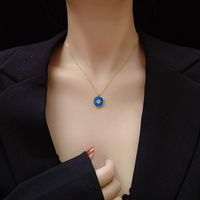 Sky Blue Eight-stars Diamond Necklace Titanium Steel Plated 18k Real Gold Wholesale Nihaojewelry main image 6