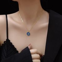 Sky Blue Eight-stars Diamond Necklace Titanium Steel Plated 18k Real Gold Wholesale Nihaojewelry main image 5