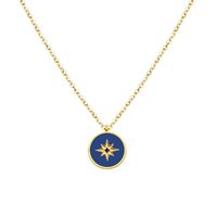 Sky Blue Eight-stars Diamond Necklace Titanium Steel Plated 18k Real Gold Wholesale Nihaojewelry main image 3