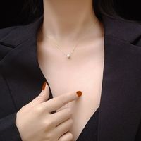Superfine Vertical Chain Single Diamond Clavicle Necklace Titanium Steel Gold Plated Wholesale Nihaojewelry main image 6