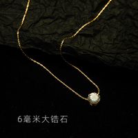 Superfine Vertical Chain Single Diamond Clavicle Necklace Titanium Steel Gold Plated Wholesale Nihaojewelry main image 4