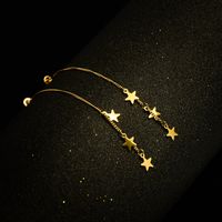 Tower Base Three-layer Five-pointed Star Earrings Titanium Steel Material 18k Real Gold Plated Star Earring Wholesale Nihaojewelry main image 4