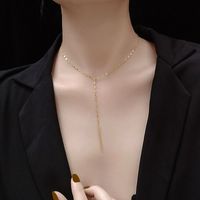 Fashion Digital Y-shaped Necklace Y-shaped Tassel Short Necklace Clavicle Necklace Titanium Steel Necklace Wholesale Nihaojewelry main image 3