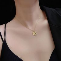 Single-sided Blessing Necklace Lucky Blessing Clavicle Necklace Titanium Steel Plated Necklace Wholesale Nihaojewelry main image 6