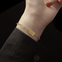 Koreanische Weihnachts Schmuck Im Ins-stil Mode Nische Lucky Brief Quadratisches Marken Armband Edelstahl 18 Karat Gold E104 main image 6