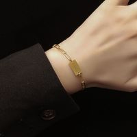 Square English Letters Good Luck Bracelet Jewelry Titanium Steel Plated 18k Real Gold Wholesale Nihaojewelry main image 5