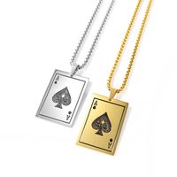 New Products Fashion Wild Titanium Steel Spades A Playing Card Pendant Trend Necklace Wholesale Nihaojewelry main image 3