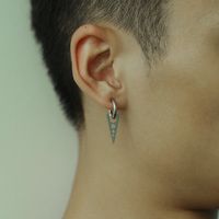 Hot Sale Men's Titanium Steel Earrings Retro Circle Triangle Earrings Jewelry Wholesale Nihaojewelry main image 4