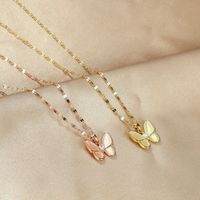 New Korean Fashion Diamond Pendant Titanium Steel Butterfly Necklace Clavicle Chain Wholesale Nihaojewelry main image 3