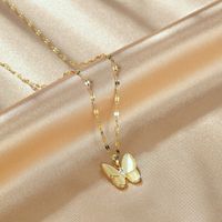 New Korean Fashion Diamond Pendant Titanium Steel Butterfly Necklace Clavicle Chain Wholesale Nihaojewelry main image 4