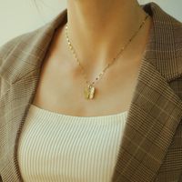 New Korean Fashion Diamond Pendant Titanium Steel Butterfly Necklace Clavicle Chain Wholesale Nihaojewelry main image 5