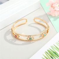 Zircon Eye Bracelet New Gold Plated Diamond Drop Oil Opening Bangle Eye Bracelet Wholesale Nihaojewelry main image 4