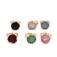 Newimitation Natural Stone Ring Round Irregular Ring Resin Adjustable Ring Wholesale Nihaojewelry main image 2