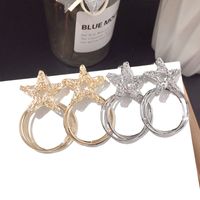 Korean New Fashion Five-pointed Star Circle Silver Needle Earrings Hip-hop Earrings Wholesale Nihaojewelry main image 2