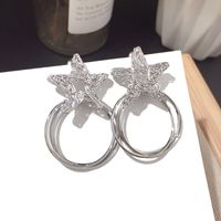 Korean New Fashion Five-pointed Star Circle Silver Needle Earrings Hip-hop Earrings Wholesale Nihaojewelry main image 3