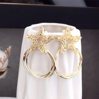 Korean New Fashion Five-pointed Star Circle Silver Needle Earrings Hip-hop Earrings Wholesale Nihaojewelry main image 4