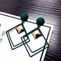 New Geometric Square Square Earrings Retro Long Paragraph Exaggerated Earrings Wholesale Nihaojewelry main image 1