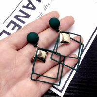 New Geometric Square Square Earrings Retro Long Paragraph Exaggerated Earrings Wholesale Nihaojewelry main image 4