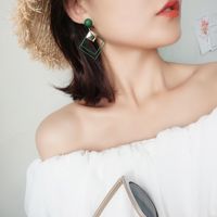 New Geometric Square Square Earrings Retro Long Paragraph Exaggerated Earrings Wholesale Nihaojewelry main image 6