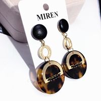 S925 Silver Needle Geometric Round Earrings Retro Leopard Long Earrings Autumn And Winter New Earrings Wholesale Nihaojewelry main image 5