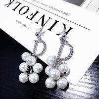 Korea Point Diamond Long Pearl Chain Tassel Gorgeous Earrings Wholesale Nihaojewelry main image 1