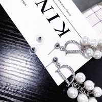 Korea Point Diamond Long Pearl Chain Tassel Gorgeous Earrings Wholesale Nihaojewelry main image 5