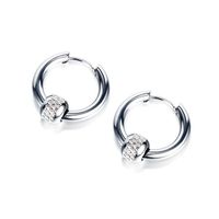 Hot Sale Fashion Men's Mesh Circle Titanium Steel Earrings New Products Earrings Wholesale Nihaojewelry sku image 1