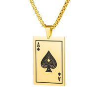 New Products Fashion Wild Titanium Steel Spades A Playing Card Pendant Trend Necklace Wholesale Nihaojewelry sku image 4