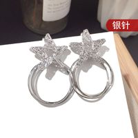 Korean New Fashion Five-pointed Star Circle Silver Needle Earrings Hip-hop Earrings Wholesale Nihaojewelry sku image 2