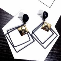 New Geometric Square Square Earrings Retro Long Paragraph Exaggerated Earrings Wholesale Nihaojewelry sku image 1