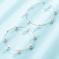 New Pearl Circle Earrings Trendy Fashion Exaggerated Pearl Earrings Wholesale Nihaojewelry main image 7