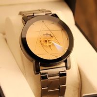 Gear Turntable Second Hand Geometric Pattern Gun Black Steel Belt Couple Watch Wholesale Nihaojewelry main image 1