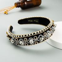 Fashion  Palace Style Luxury Inlaid Rhinestone Thin Sponge Headband Baroque Inlaid Crystal Wreath Hair Accessories Nihaojewelry Wholesale sku image 1