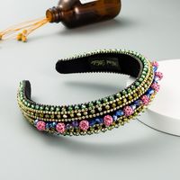 Fashion  Palace Style Luxury Inlaid Rhinestone Thin Sponge Headband Baroque Inlaid Crystal Wreath Hair Accessories Nihaojewelry Wholesale sku image 2