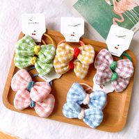 Korean  Children's Hair Rope Girl Candy Color Does Not Hurt The Hair Rubber Band Cute Plaid Bow Cheap  Hair  Scrunchies Nihaojewelry Wholesale main image 1